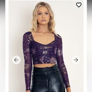 BURNED VELVET SUN AND MOON HEART LONG SLEEVE TOP